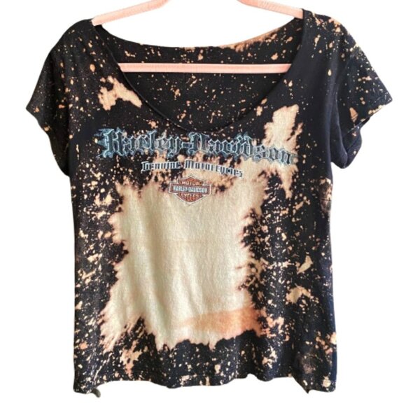 2/$40 Vintage Harley-Davidson distressed bleached tie dye graphic tee T shirt - Picture 1 of 13